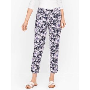 Talbots Perfect Crop Pant Floral Print Size 4 Spring Summer Pants Navy‎ Purple
